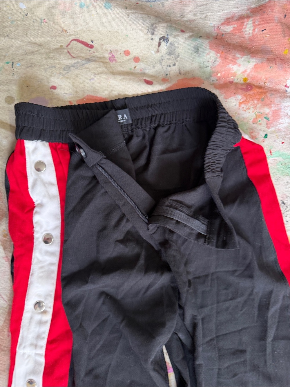 Akira Black Track Pants with Red and White Side Stripes - Picture 4 of 4